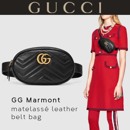 2024新作 グッチスーパーコピー GUCCI☆GGマーモンキルティングレザー ベルトバッグ 8042002